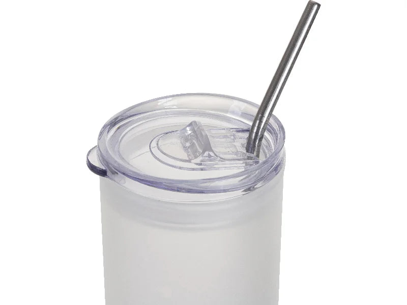 Sublimation Blanks 25oz/750ml Glass Skinny Tumbler with Plastic Straw&Lid (Frosted, Gradient Purple)