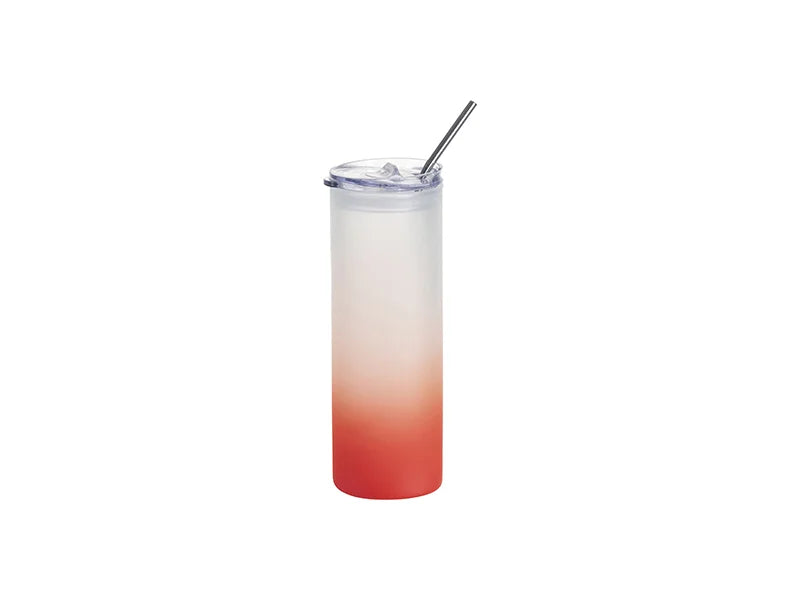 Sublimation Blanks 25oz/750ml Glass Skinny Tumbler with Plastic Straw&Lid(Frosted)