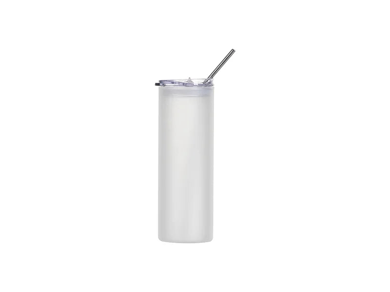 Sublimation Blanks 25oz/750ml Glass Skinny Tumbler with Plastic Straw&Lid(Frosted)