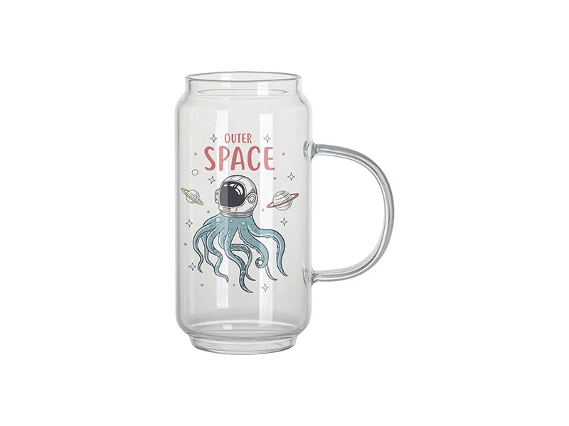 Sublimation Blanks 18oz/550ml Clear Can Glass Mug w/ Handle
