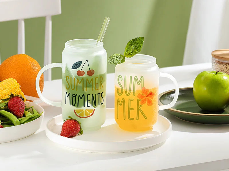 Sublimation Blanks 18oz/550ml Clear Can Glass Mug w/ Handle