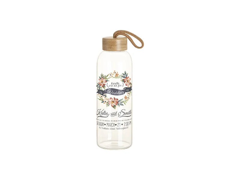 Sublimation Blanks 25oz/750ml Clear Glass Bottle w/ Bamboo Lid