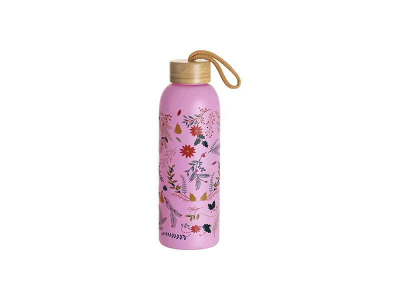 Sublimation Blanks 25oz/750ml Frosted Glass Bottle w/ Bamboo Lid (Purple Red)
