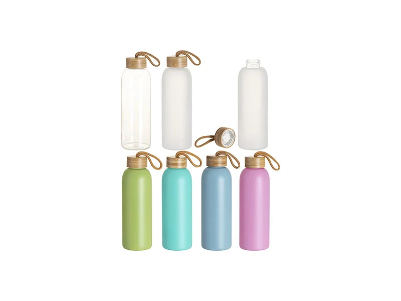 Sublimation Blanks 25oz/750ml Frosted Glass Bottle w/ Bamboo Lid