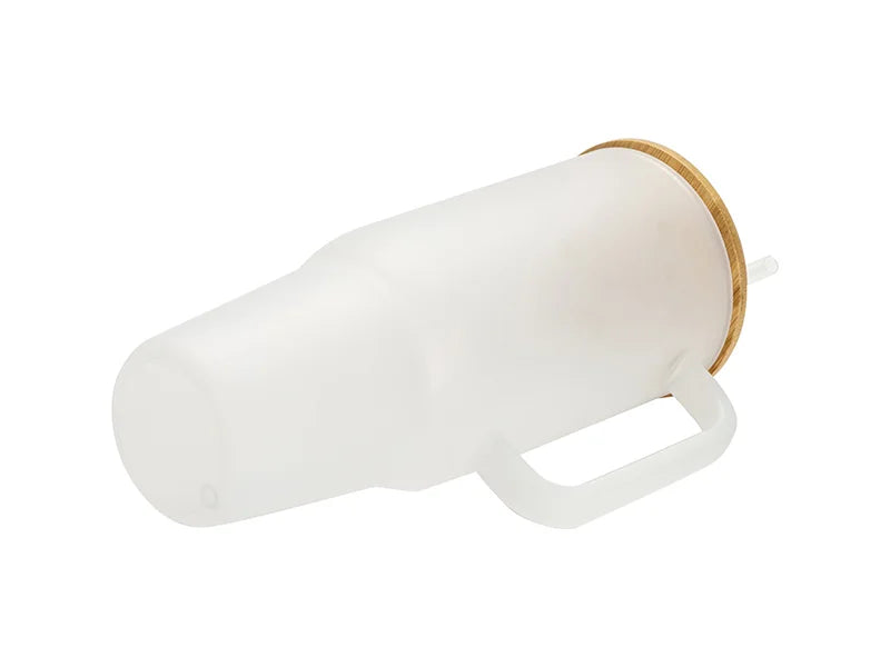 Sublimation Blanks 40oz/1200ml Glass Travel Tumbler with Lid & Straw(Frosted)