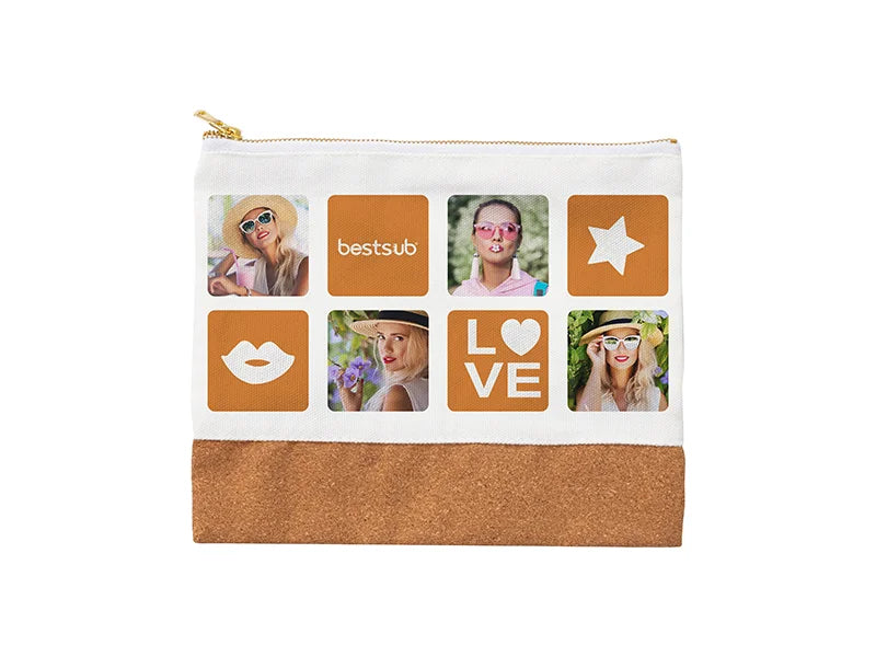 Sublimation Blanks Canvas Stitching Cork Pencil Case