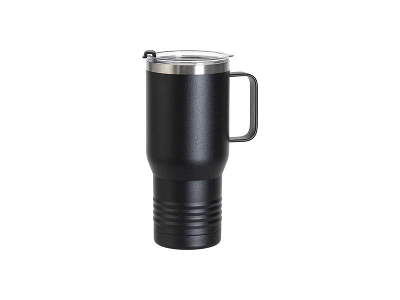 Engraving Blanks 22oz/650ml Powder Coated Ringneck Grip Stainlee Steel Tumbler with Handle(Black)