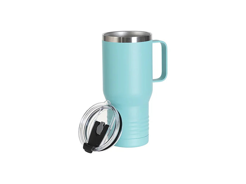 Engraving Blanks 22oz/650ml Powder Coated Ringneck Grip Stainlee Steel Tumbler with Handle(Mint Green)