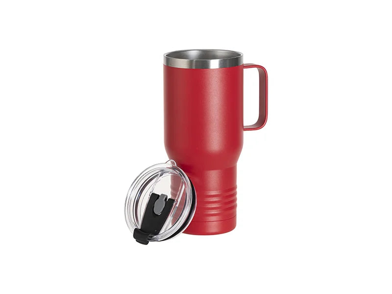 Engraving Blanks 22oz/650ml Powder Coated Ringneck Grip Stainlee Steel Tumbler with Handle(Red)