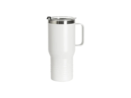 Engraving Blanks 22oz/650ml Powder Coated Ringneck Grip Stainlee Steel Tumbler with Handle(White)