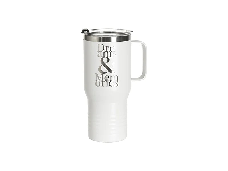 Engraving Blanks 22oz/650ml Powder Coated Ringneck Grip Stainlee Steel Tumbler with Handle(White)