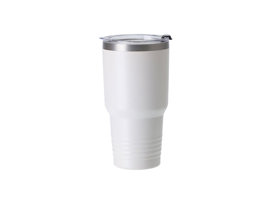 Sublimation Blanks 30oz/900ml Powder Coated Stainless Steel Tumbler w/ Ringneck Grip (White)