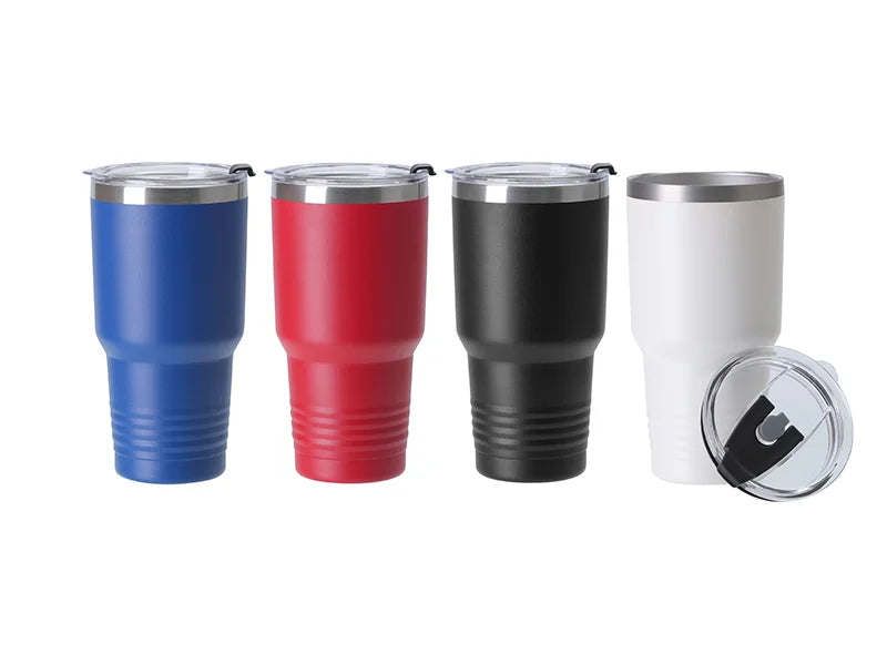 Sublimation Blanks 30oz/900ml Powder Coated Stainless Steel Tumbler w/ Ringneck Grip (White)
