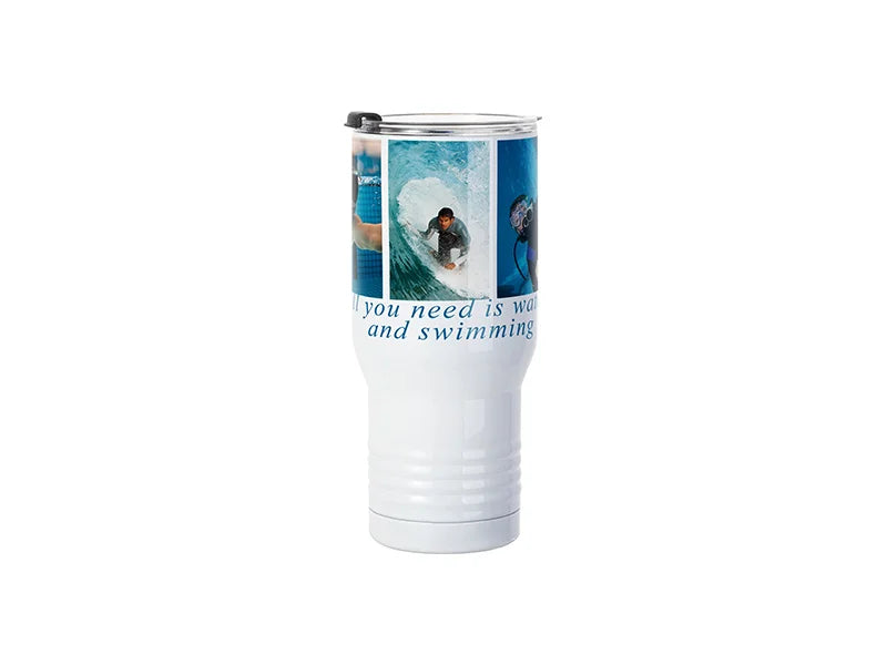 Sublimation Blanks 22oz/650ml Stainless Steel Tumbler w/ Ringneck Grip(White)