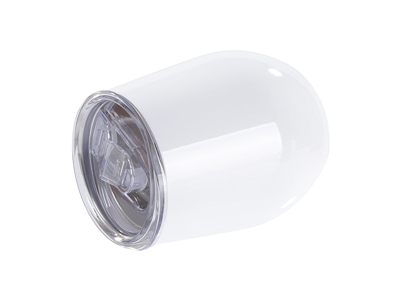Sublimation Blanks 9oz/260ml Stainless SteelStemless Wine Cup w/ SlideLid (White)
