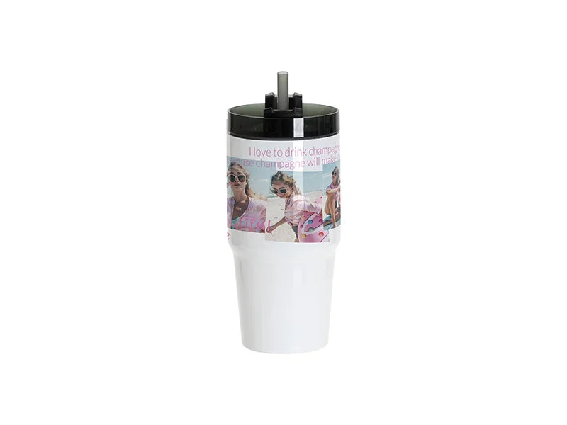 Sublimation Blanks 20oz/600ml Stainless Steel Travel Tumbler with Lid & Straw(White)