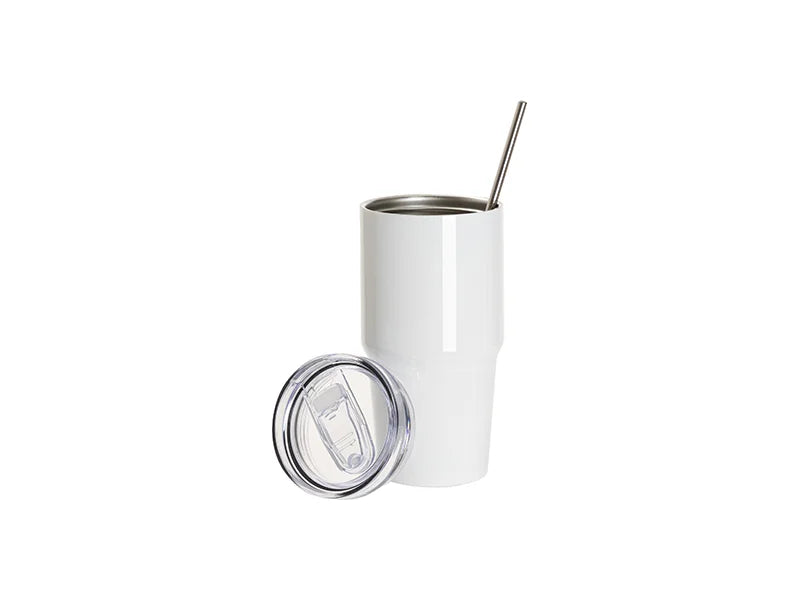 Sublimation 20oz/600ml Stainless Steel Travel Tumbler with Lid & Straw(White)