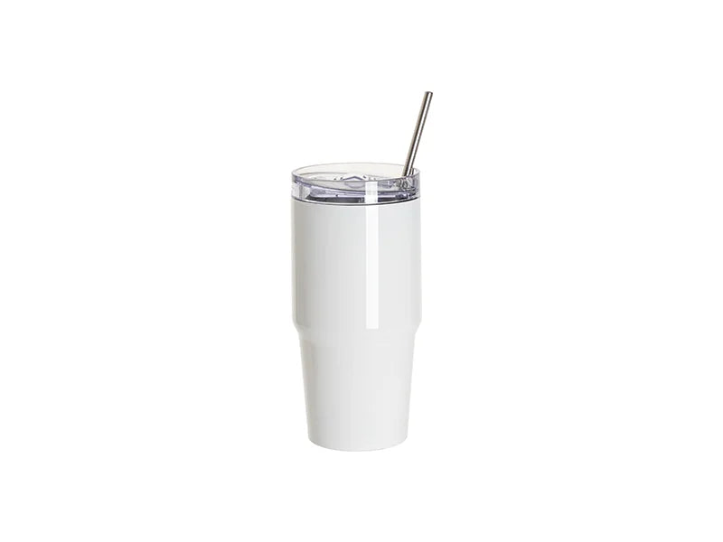 Sublimation 20oz/600ml Stainless Steel Travel Tumbler with Lid & Straw(White)
