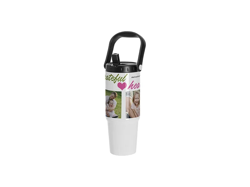 Sublimation Blanks 30oz/900ml Stainless Steel Travel Tumbler with Portable Lid(White)