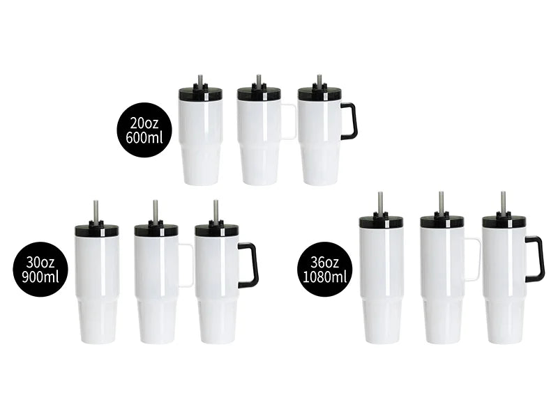 Sublimation Blanks 20oz/600ml Stainless Steel Travel Tumbler with Lid & Straw(White)