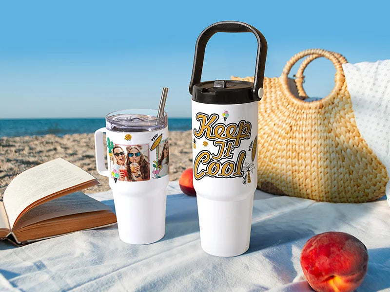 Sublimation Blanks 30oz/900ml Stainless Steel Travel Tumbler with Portable Lid(White)