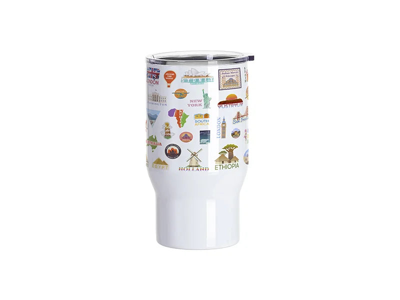 Sublimation Blanks 18oz/550ml Stainless Steel Travel Tumbler with Clear Flat Lid (White)
