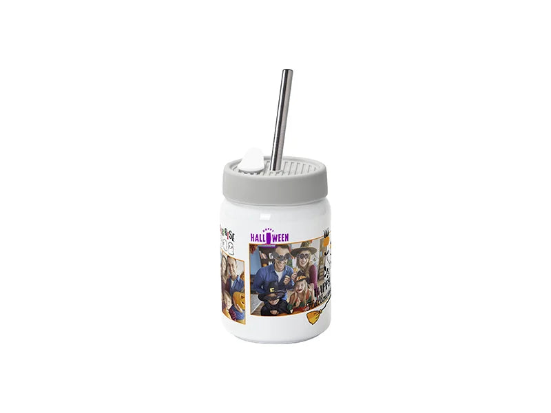 Sublimation Blanks 16oz/480ml Straight Stainless Steel No Handle Mason Jar w/ Silicon Lid