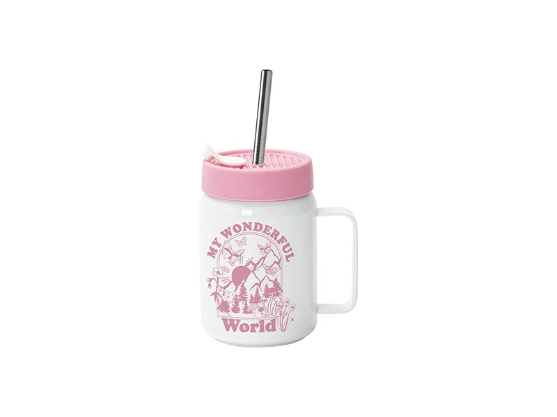 Sublimation Blanks 16oz/480ml Straight Stainless Steel Mason Jar w/ Silicon Lid