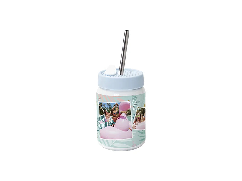 Sublimation Blanks 16oz/480ml Straight Stainless Steel No Handle Mason Jar w/ Silicon Lid