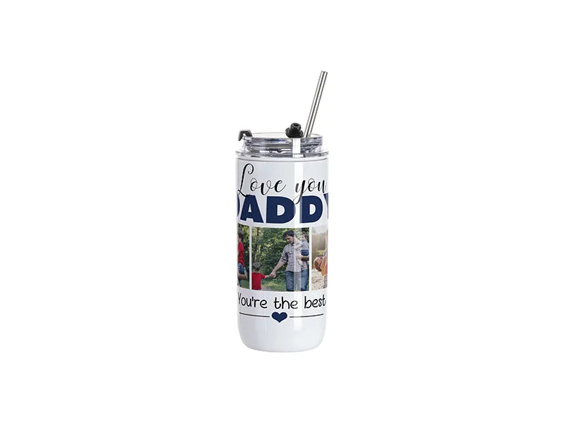 Sublimation 17oz/500ml Stainless Steel Tumbler with Flip Lid & Straw(White)