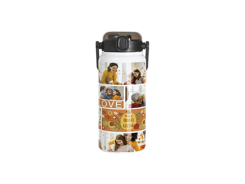 Sublimation Blanks 42oz/1250ml Stainless Steel Tumbler w/ Wide Mouth & Black Portable Straw Lid(White)