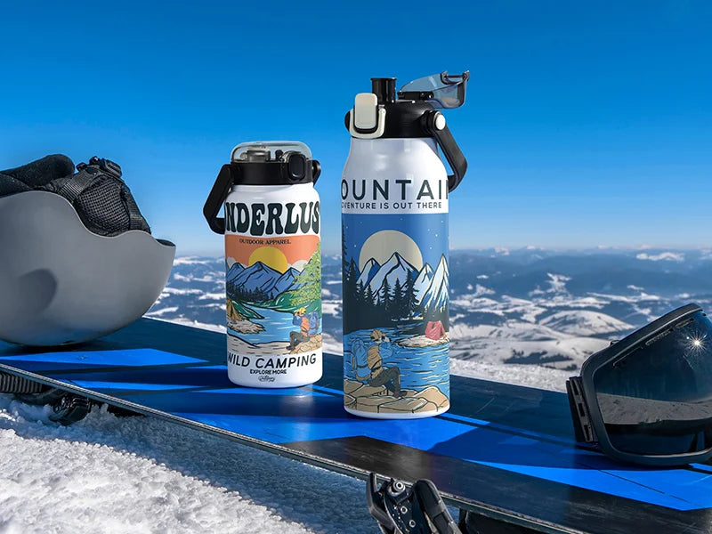 Sublimation Blanks 25oz/750ml Stainless Steel Tumbler w/ Wide Mouth & Black Portable Straw Lid(White)