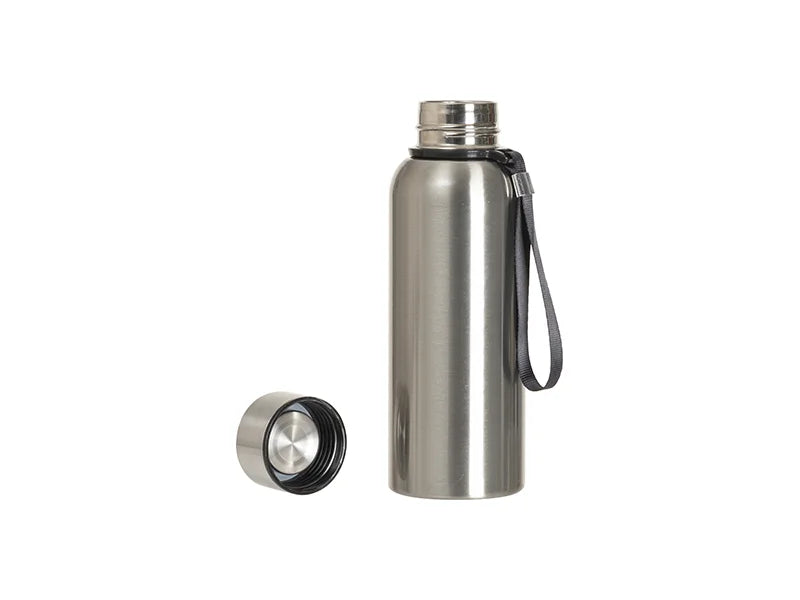 Sublimation Blanks 20oz/600ml Stainless Steel Bottle w/ Black Portable String (Silver)