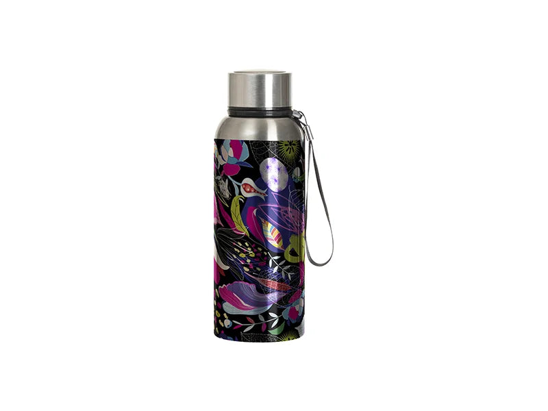 Sublimation Blanks 20oz/600ml Stainless Steel Bottle w/ Black Portable String (Silver)