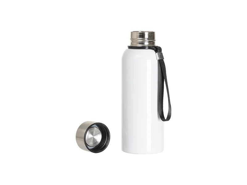 Sublimation Blanks 20oz/600ml Stainless Steel Bottle w/ Black Portable String (White)