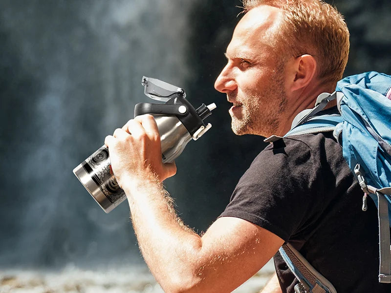 Sublimation Blanks 57oz/1700ml Stainless Steel Travel Bottle w/ Black Portable Straw Lid & Handle(Silver)