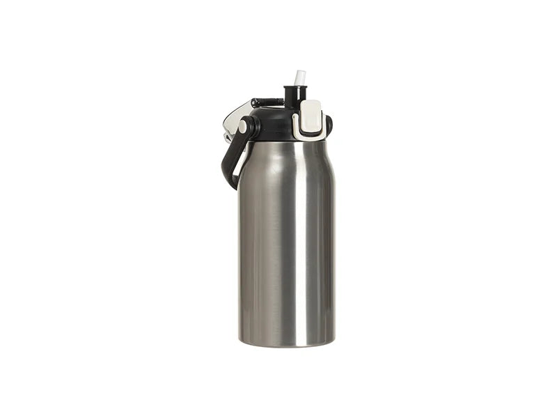 Sublimation Blanks 44oz/1300ml Stainless Steel Travel Bottle w/ Black Portable Straw Lid & Handle(Silver)