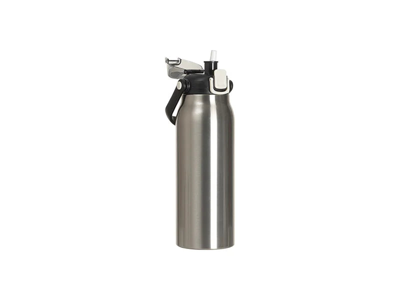 Sublimation Blanks 57oz/1700ml Stainless Steel Travel Bottle w/ Black Portable Straw Lid & Handle(Silver)