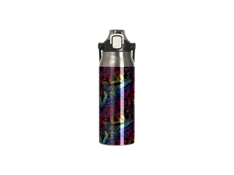 Sublimation Blanks 57oz/1700ml Stainless Steel Travel Bottle w/ Black Portable Straw Lid & Handle(Silver)