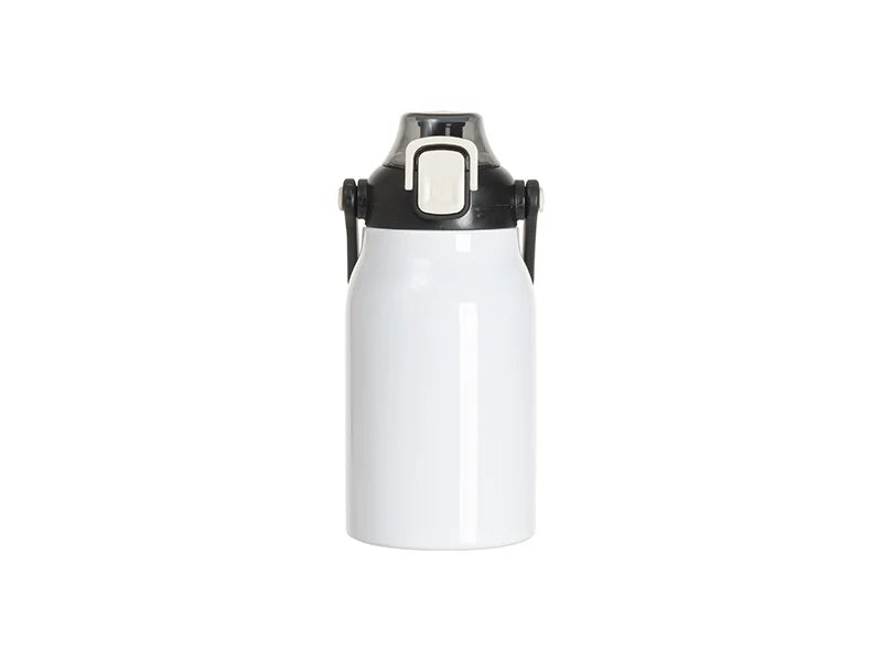 Sublimation Blanks 32oz/1000ml Stainless Steel Travel Bottle w/ Black Portable Straw Lid & Handle(White)