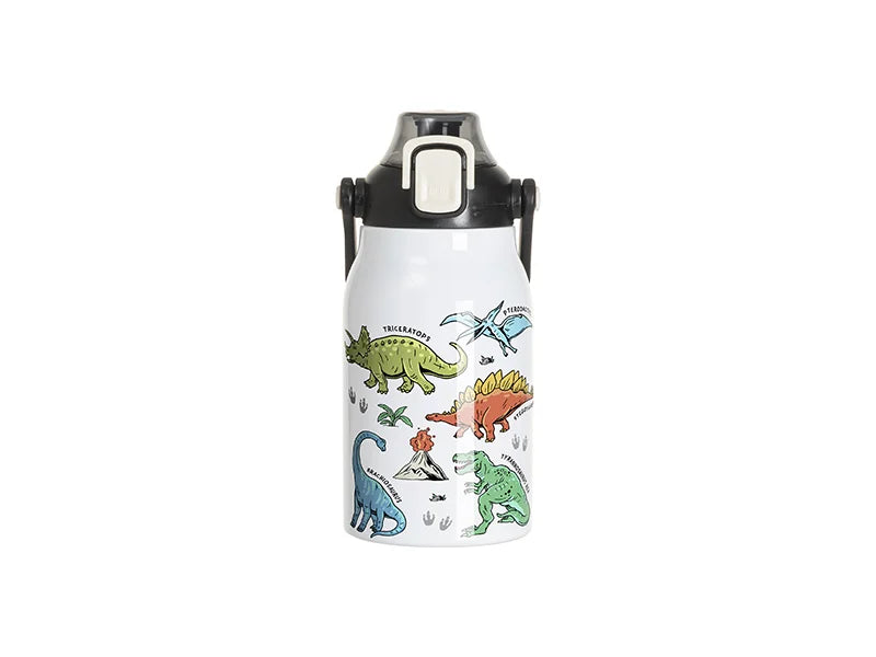Sublimation Blanks 32oz/1000ml Stainless Steel Travel Bottle w/ Black Portable Straw Lid & Handle(White)