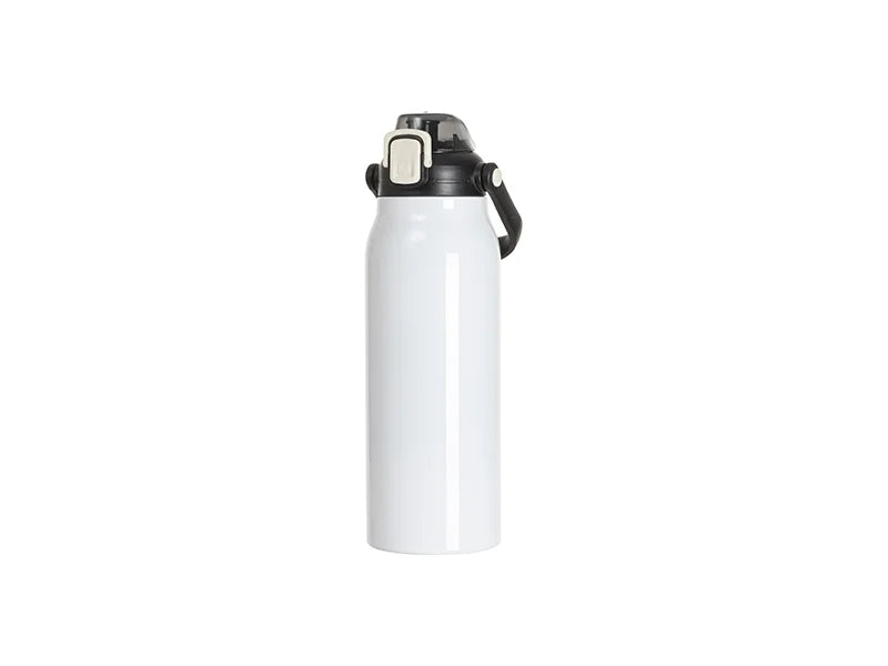 Sublimation Blanks 57oz/1700ml Stainless Steel Travel Bottle w/ Black Portable Straw Lid & Handle(White)