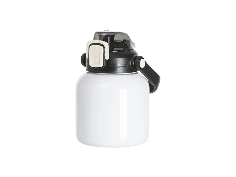 Sublimation Blanks 27oz/800ml Stainless Steel Travel Bottle w/ Black Portable Straw Lid & Handle (White)