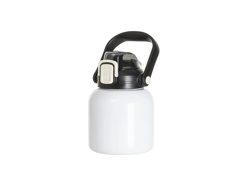 Sublimation Blanks 27oz/800ml Stainless Steel Travel Bottle w/ Black Portable Straw Lid & Handle (White)