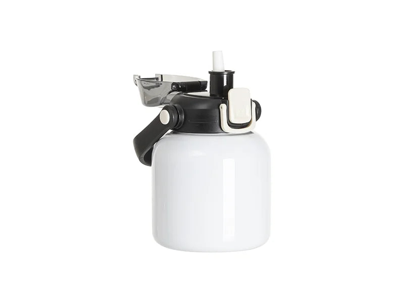 Sublimation Blanks 27oz/800ml Stainless Steel Travel Bottle w/ Black Portable Straw Lid & Handle (White)