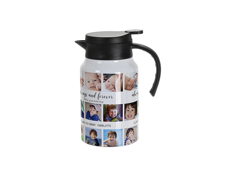 Sublimation Blanks 50oz/1500ml Stainless Steel Coffee Pot w/ Black Handle& Lid(White)