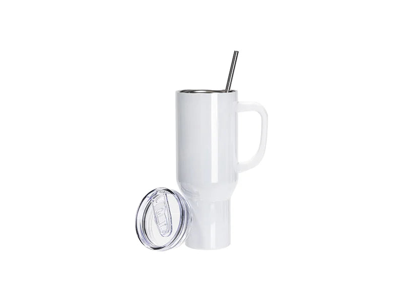 Sublimation Blanks 40oz/1200ml Stainless Steel Glitter Sparkling Tumbler with Lid & Straw (White)