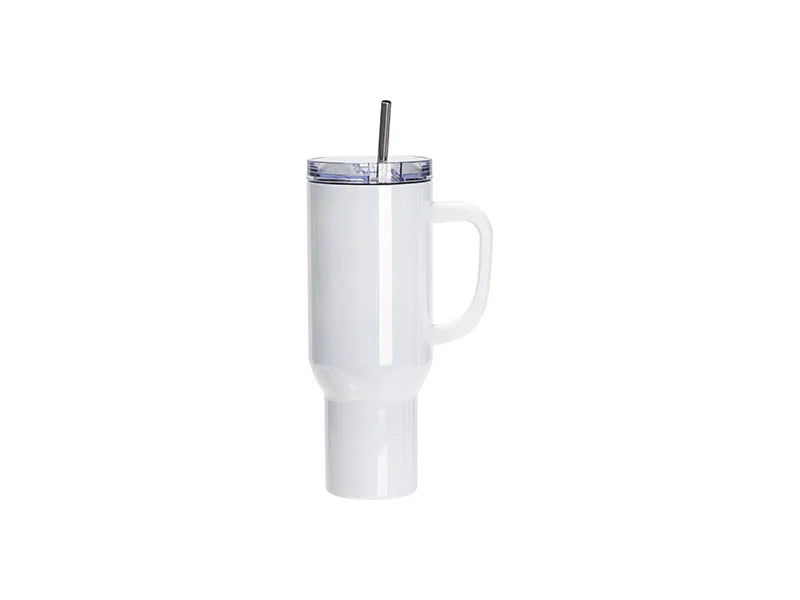 Sublimation Blanks 40oz/1200ml Stainless Steel Glitter Sparkling Tumbler with Lid & Straw (White)