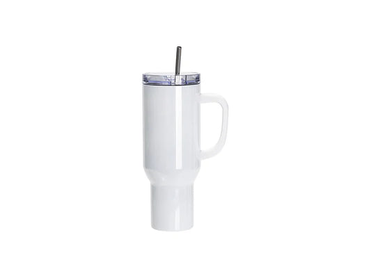 Sublimation Blanks 40oz/1200ml Stainless Steel Glitter Sparkling Tumbler with Lid & Straw (White)