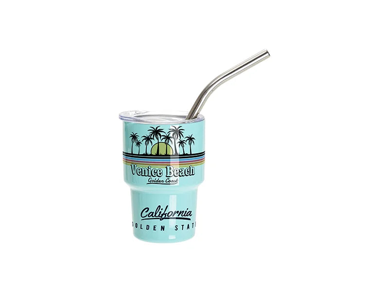 Sublimation Blanks 3oz/90ml Mini Stainless Steel Tumbler Shot Glass w/ Straw(Mint Green)